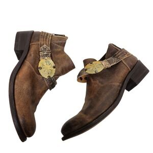CORRAL‎ Boots Womens 9.5 Brown Leather Ankle Western Harness Booties Zip 6198